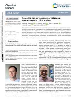 Assessing the Performance of Rotational Spectroscopy in Chiral Analysis Cite This: Chem