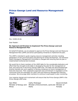 Prince George Land and Resource Management Plan