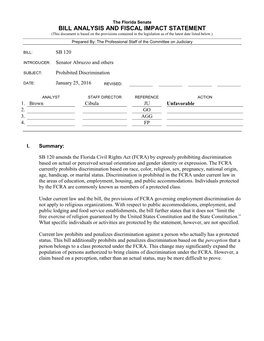 Bill Analysis and Fiscal Impact Statement