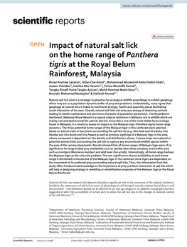 Impact of Natural Salt Lick on the Home Range of Panthera Tigris at the Royal