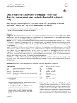 Effect of Ilaprazole on the Healing of Endoscopic Submucosal Dissection-Induced Gastric Ulcer: Randomized-Controlled, Multicenter Study