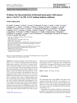 Evidence for the Production of Thermal Muon Pairs with Masses Above 1 Gev/C2 in 158 a Gev Indium-Indium Collisions