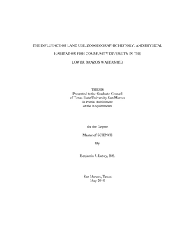 The Influence of Land Use, Zoogeographic History, and Physical