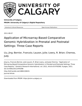 Application of Microarray-Based Comparative Genomic Hybridization in Prenatal and Postnatal Settings: Three Case Reports