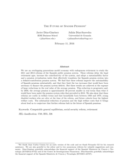 The Future of Spanish Pensions Javier Dıaz-Giménez Julián Dıaz