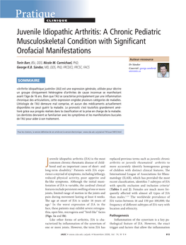 Juvenile Idiopathic Arthritis: a Chronic Pediatric Musculoskeletal Condition with Significant Orofacial Manifestations