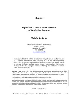 Population Genetics and Evolution: a Simulation Exercise