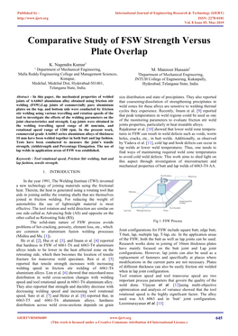 Comparative Study of FSW Strength Versus Plate Overlap