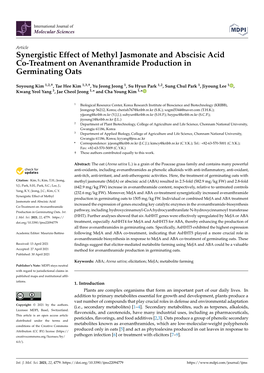 Synergistic Effect of Methyl Jasmonate and Abscisic Acid Co-Treatment on Avenanthramide Production in Germinating Oats