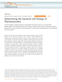 Determining the Bacterial Cell Biology of Planctomycetes