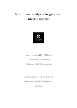 Nonlinear Analysis in Geodesic Metric Spaces