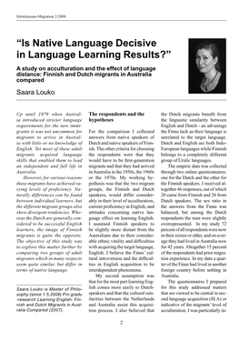 “Is Native Language Decisive in Language Learning Results?”