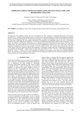 Modeling Urban Crime Patterns Using Spatial Space Time and Regression Analysis