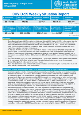 COVID-19 Weekly Situation Report