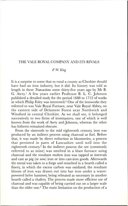 THE VALE ROYAL COMPANY and ITS RIVALS P. W.King