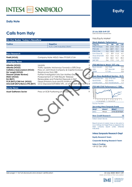 Equity Calls from Italy