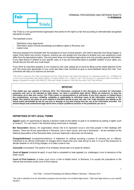 Definitions of Key Legal Terms Criminal Proceeding And