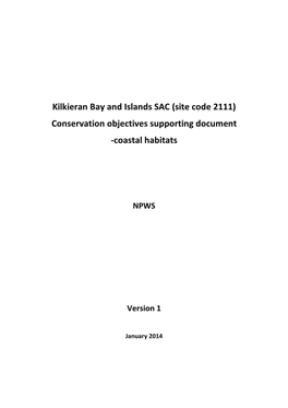 Kilkieran Bay and Islands SAC (Site Code 2111) Conservation Objectives Supporting Document -Coastal Habitats