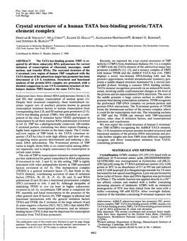 Crystal Structure of a Human TATA Box-Binding Protein/TATA Element Complex DIMITAR B