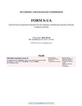 Fifth Wall Acquisition Corp. III Form S-1/A Filed 2021-05-18