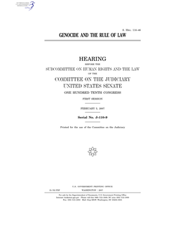 Genocide and the Rule of Law Hearing Committee on The