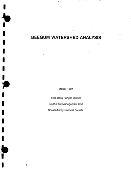 Beegum Watershed Analysis I I I I