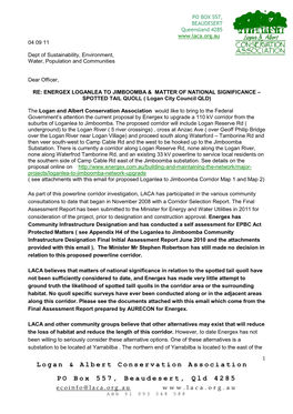 Logan & Albert Conservation Association PO Box 557, Beaudesert, Qld 4285