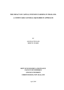 Capital Intensive Farming: a Computable General Equilibrium Analysis of Thailand Anuwat Pue-On , Bert D