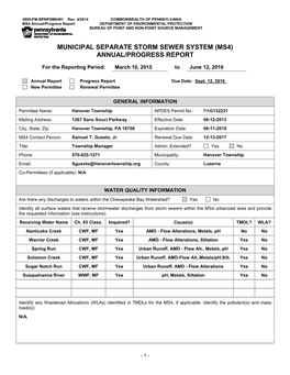 MS4 Annual Status Reports