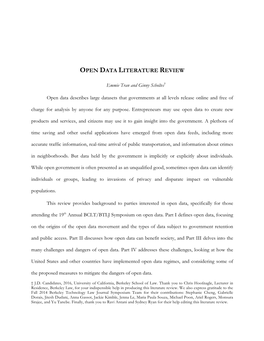 Open Data Literature Review