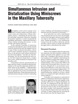 Simultaneous Intrusion and Distalization Using Miniscrews in the Maxillary Tuberosity