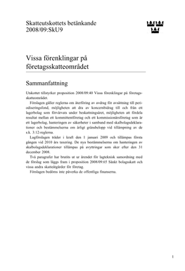 Bet. 2008/09:Sku9 Vissa Förenklingar På Företagsskatteområdet