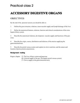 Practical Class 2 ACCESSORY DIGESTIVE ORGANS