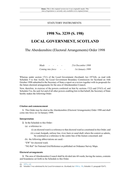 The Aberdeenshire (Electoral Arrangements) Order 1998