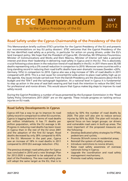 Memorandum to the Cypriot Presidency of the EU