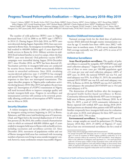 Progress Toward Poliomyelitis Eradication — Nigeria, January 2018–May 2019