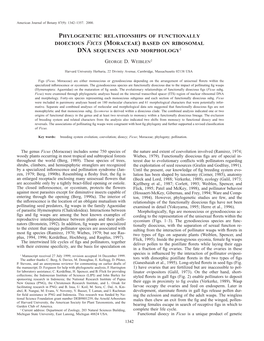 Phylogenetic Relationships of Functionally Dioecious Ficus (Moraceae) Based on Ribosomal Dna Sequences and Morphology1