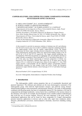 Copper-Selenide and Copper-Telluride Composites Powders Sintetized by Ionic Exchange