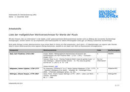 Liste Der Maßgeblichen Werkverzeichnisse Für Werke Der Musik