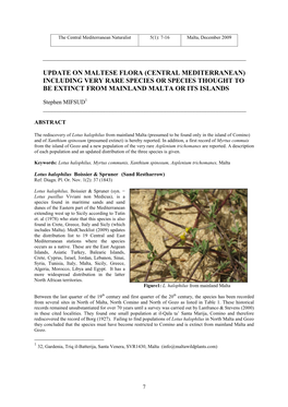 Updates in the Flora of the Maltese Islands – Malta