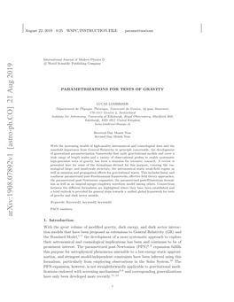 Parametrizations for Tests of Gravity Is Given in Sec