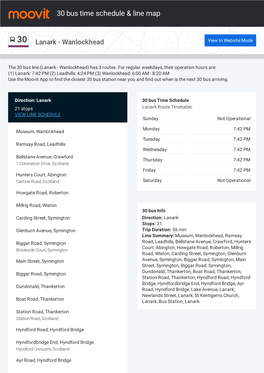 30 Bus Time Schedule & Line Route