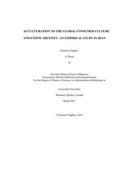 Acculturation to the Global Consumer Culture and Ethnic Identity: an Empirical Study in Iran