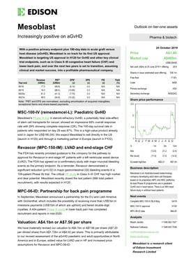 Mesoblast Outlook on Tier-One Assets