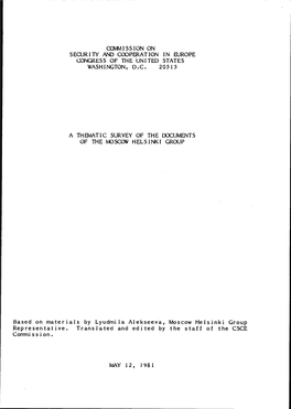 A Thematic Survey of the Documents of the Moscow Helsinki Group
