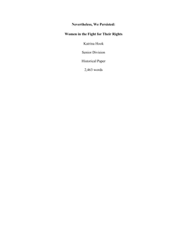 Nevertheless, We Persisted: Women in the Fight for Their Rights Katrina