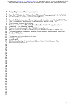 An Expanded Gene Catalog of the Mouse Gut Metagenome