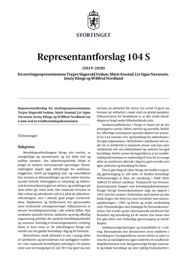 Representantforslag 104 S