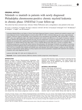 Nilotinib Vs Imatinib in Patients with Newly Diagnosed