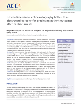 Is Two-Dimensional Echocardiography Better Than Electrocardiography for Predicting Patient Outcomes After Cardiac Arrest?
